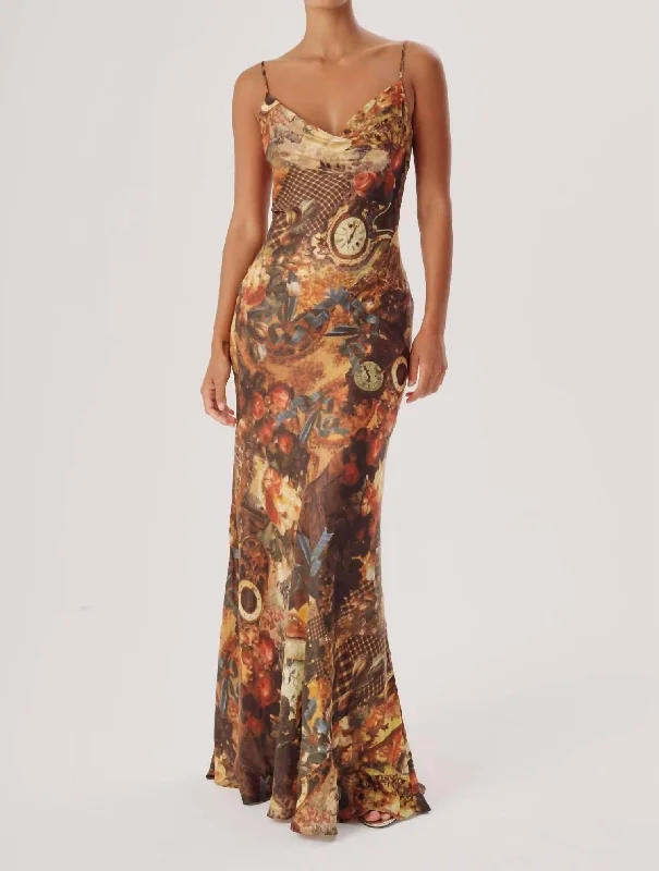 Bargain Bin Damian Dress In Bronze Combo