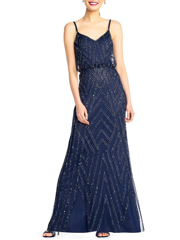 Today's Special Womens Beaded Blouson Evening Dress