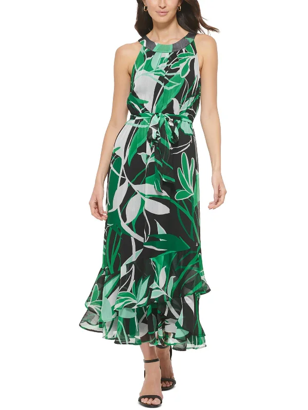 Overstock Sale Womens Ruffle Maxi Halter Dress