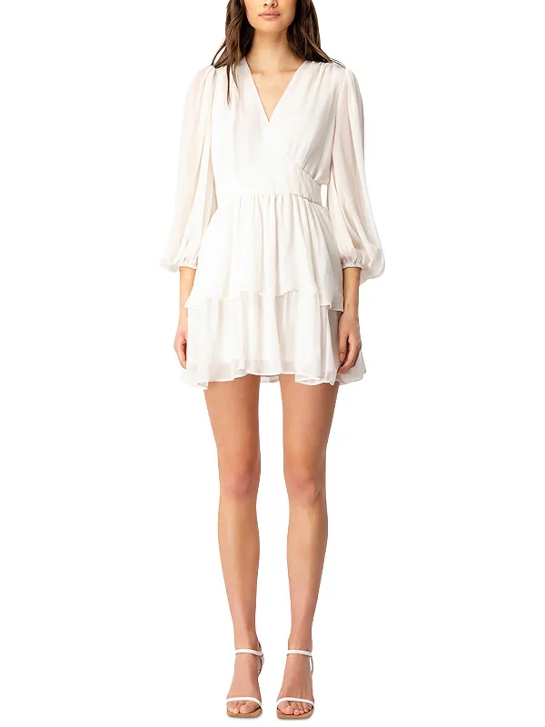 Bonus Savings Womens V-Neck Short Mini Dress