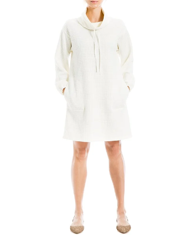 Act Now Max Studio Textured Knit Collar Side Pocket Sweaterdress