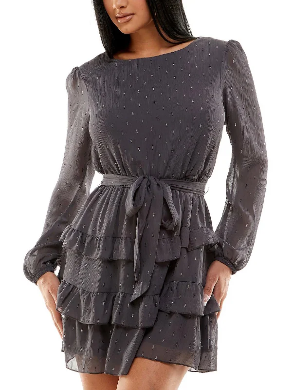 Savings Alert Womens Metallic Mini Mini Dress