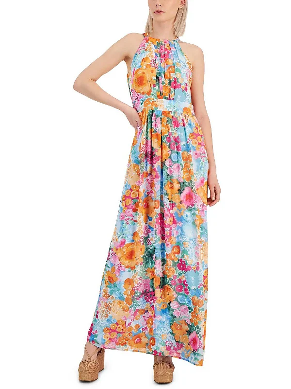 Closeout Womens Pleated Floral Print Maxi Dress