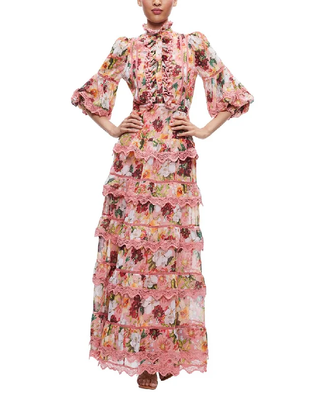 Final Markdown alice + olivia Brooke Tiered Maxi Dress