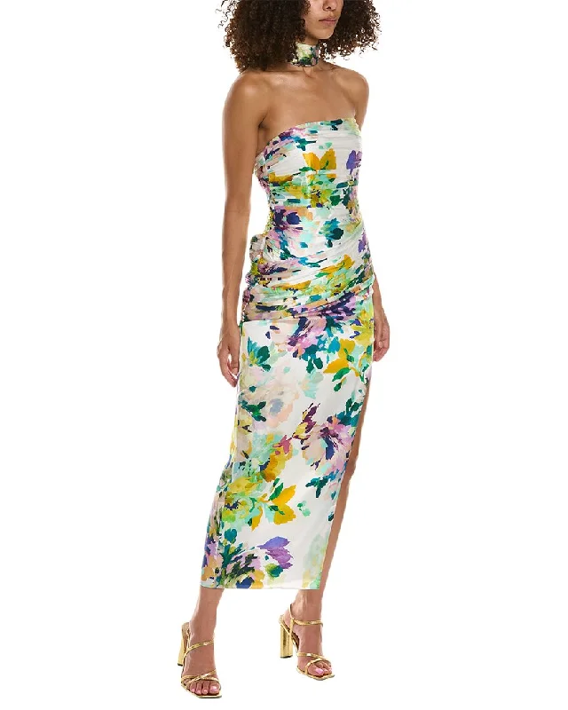 Super Sale Nicholas Blane Reverse Halter Silk Midi Dress