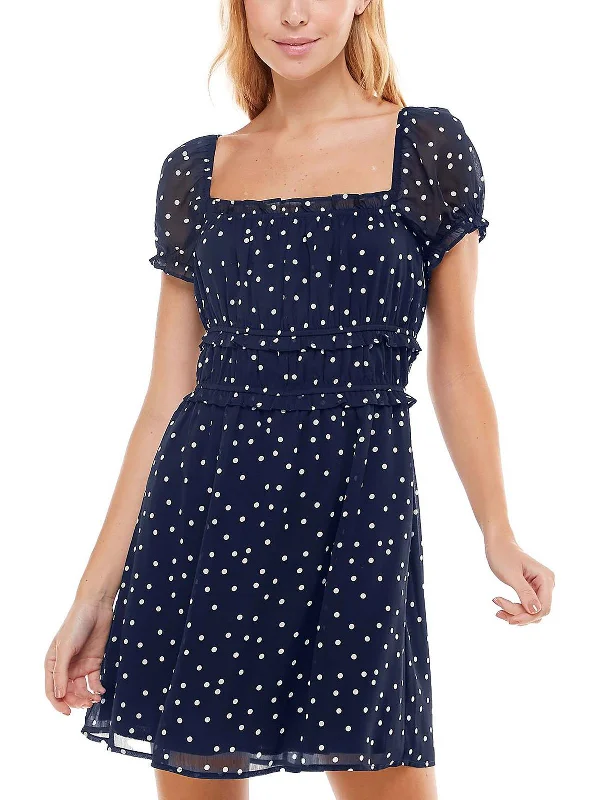 Overstock Juniors Womens Chiffon Polka Dot Shift Dress