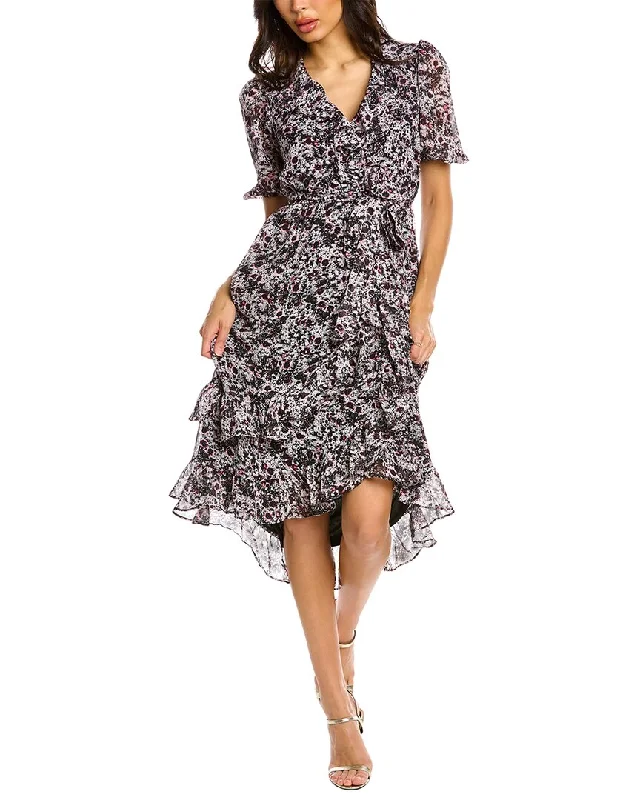 Super Savings MAISON TARA Short Sleeve Printed Chiffon Dress
