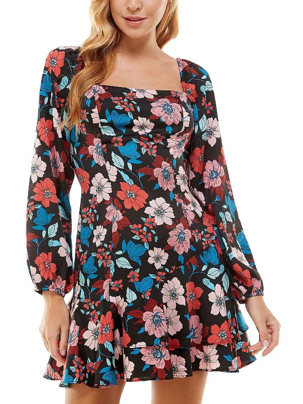 Today’s Deal Juniors Womens Tiered Mini Fit & Flare Dress