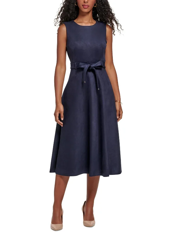 Value Deals Womens Faux Suede Midi Wear to Work Dress