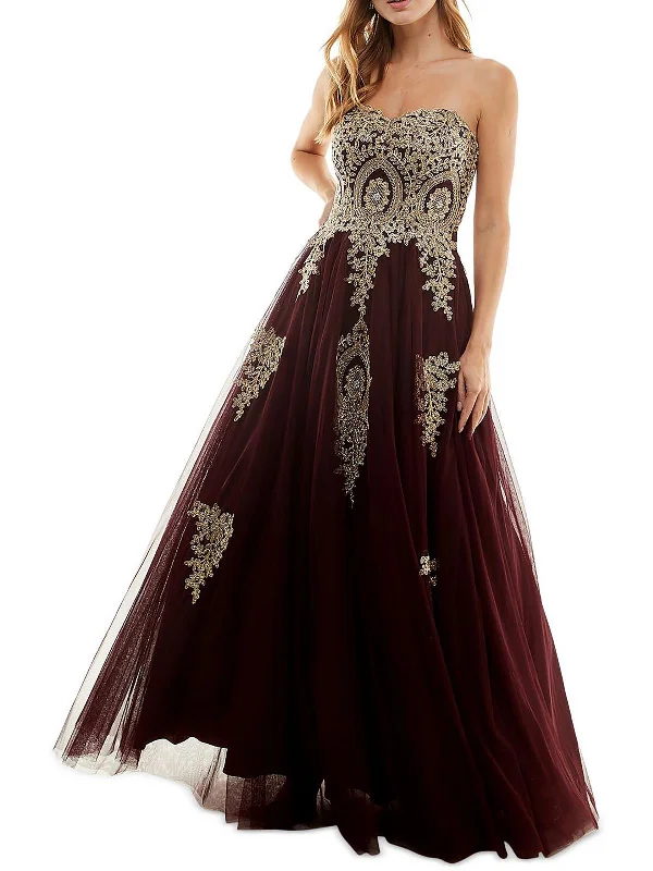 Stock Clearance Juniors Womens Sleeveless Embellished Formal Dress