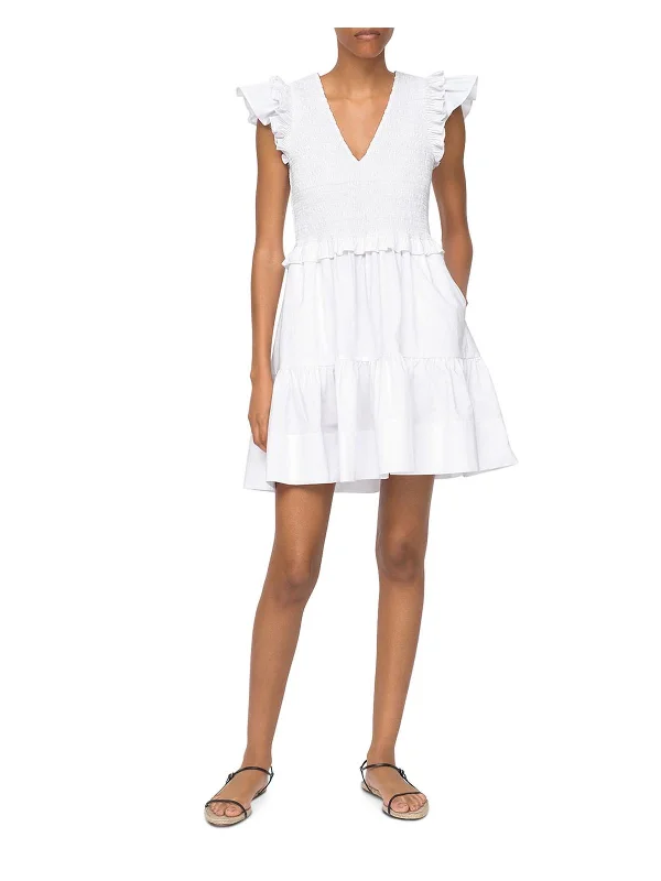 Season Finale Sale Phoebe Womens Smock V-Neck Mini Dress