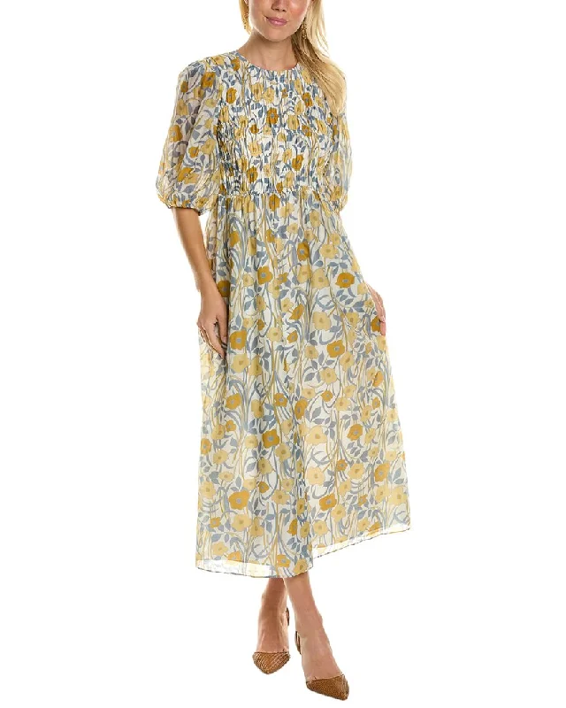 Overstock Rebecca Taylor Daphne Fleur Silk-Blend Dress