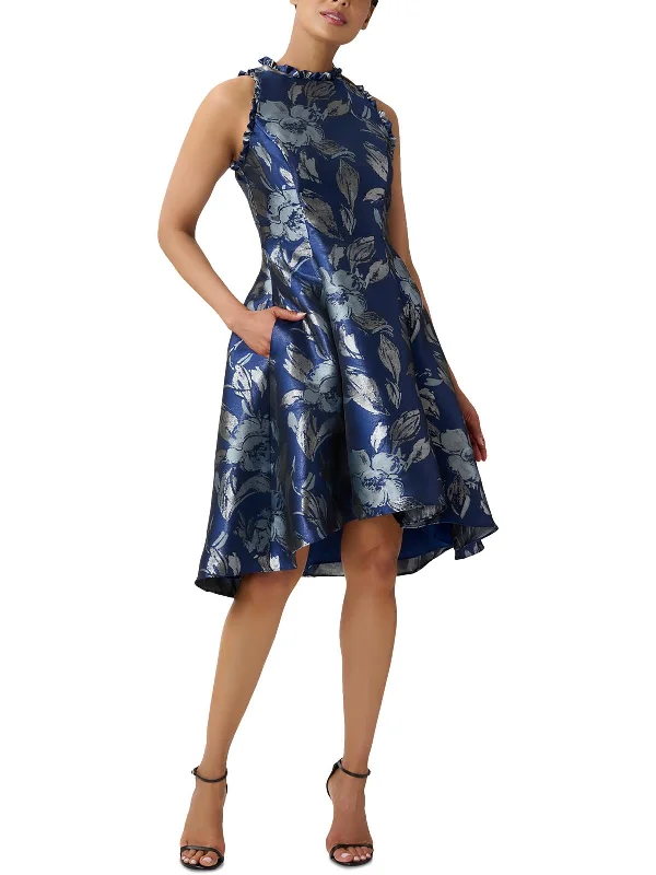 Deal Alert Womens Metallic Midi Halter Dress