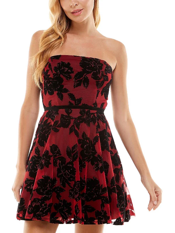 Unbeatable Prices Juniors Womens Velvet Mini Cocktail and Party Dress