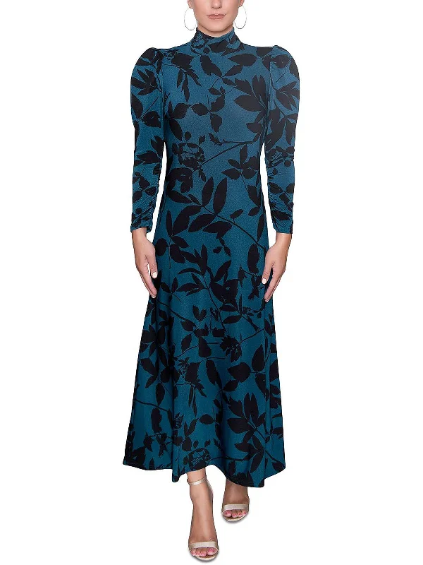 Online Only Womens Printed Puff Sleeves Midi Dress
