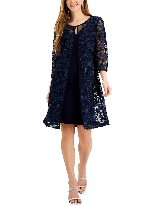 Loyalty Reward Womens Soutache Knee Cocktail and Party Dress