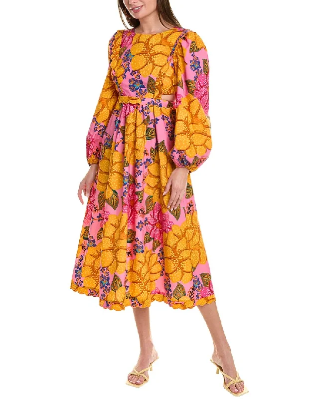 Online Only FARM Rio Flowers Garden Midi Dress