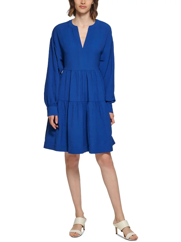 Online Only Womens A-Line Tie Waist Mini Dress