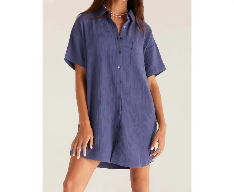 Today Only Cyrus Gauze Dress In Dusty Navy