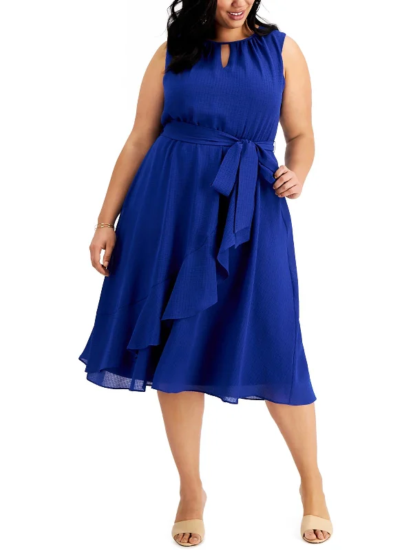 Final Sale Plus Womens Knit Sleeveless Midi Dress