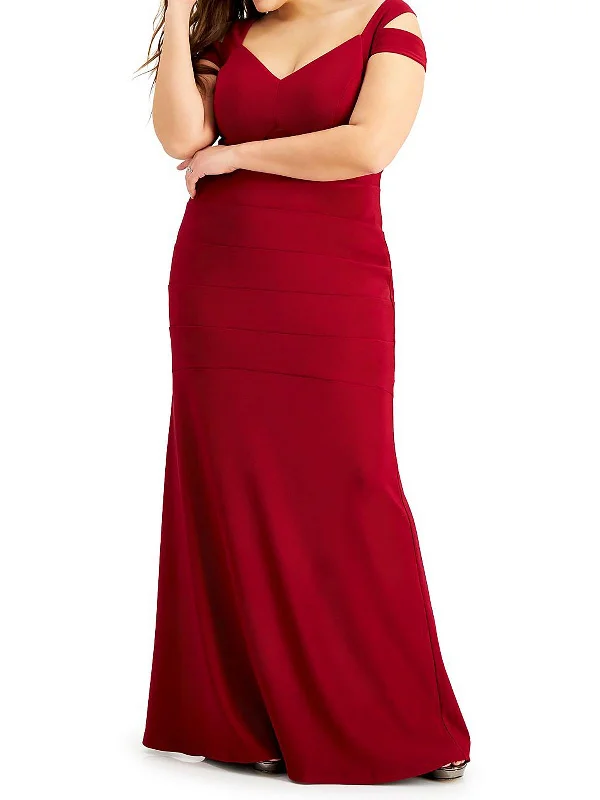 Quick Sale Plus Womens Mesh Inset Maxi Evening Dress
