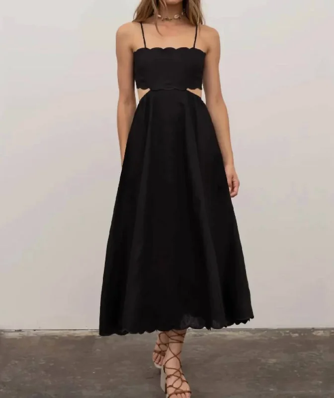 Savings Galore Mindy Scalloped Mini Dress In Black