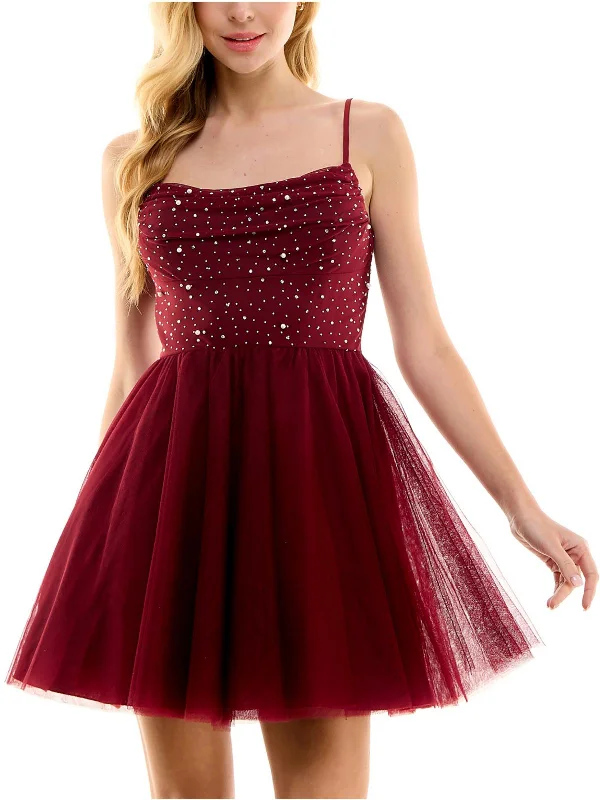 Take Advantage Juniors Womens Party Mini Fit & Flare Dress
