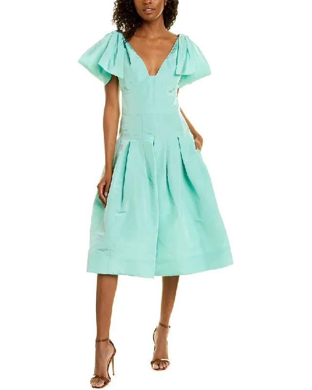 Steals and Deals Oscar de la Renta Shoulder Drape Silk A-Line Dress