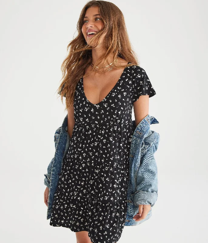 Today's Special Aeropostale Floral V-Neck Babydoll Dress