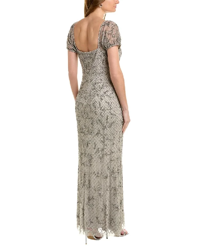 Buy More, Save More Aidan Mattox Puff Sleeve Mermaid Gown