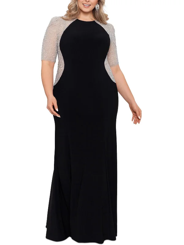 Bargain Prices Plus Womens Rhinestone Embellished Evening Dress