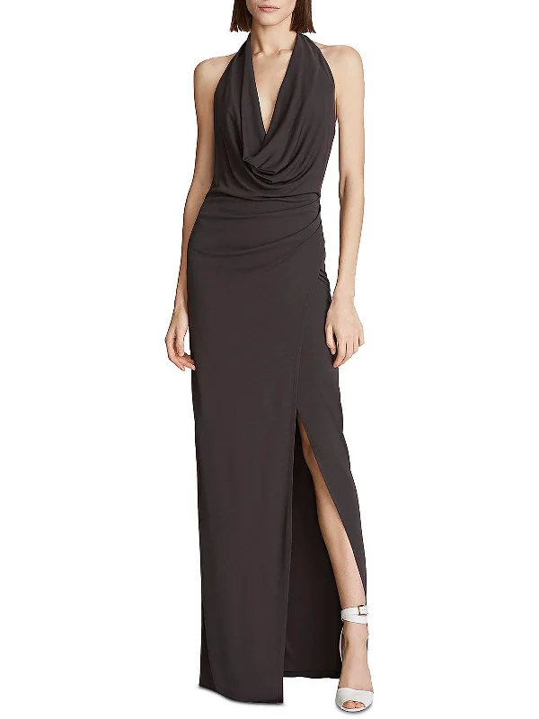 Epic Deals Emery Womens Faux Wrap Long Halter Dress