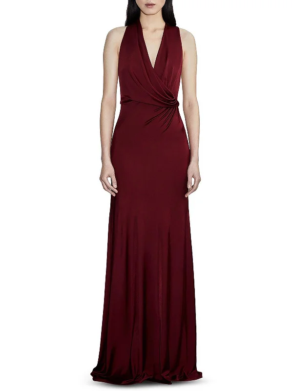 Hurry In Valentina Womens Open Back Halter Evening Dress