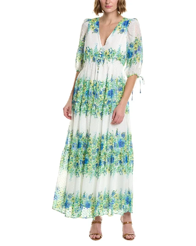 Midnight Sale Taylor Printed Swiss Dot Chiffon Maxi Dress