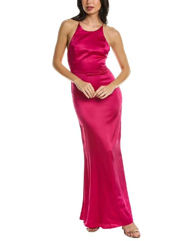Hot Deal alice + olivia Samia Halter Silk-Blend Gown