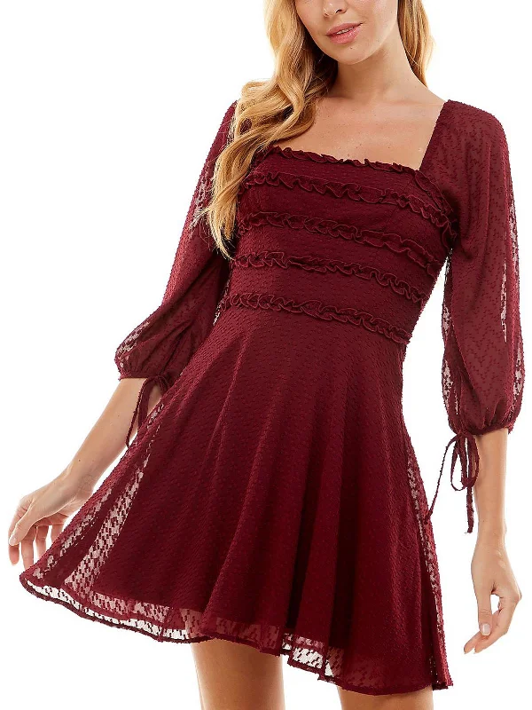 Loyalty Reward Womens Textured Square-neck Mini Dress