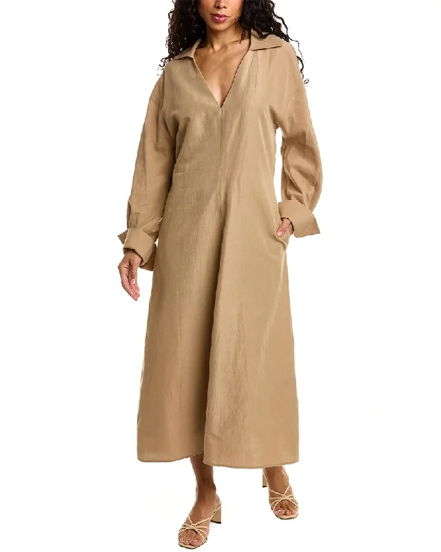 Crazy Deals Vince Collared Linen-Blend Midi Dress