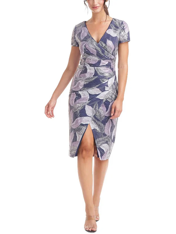 Stock Clearance Womens Faux Wrap Knee Cocktail and Party Dress