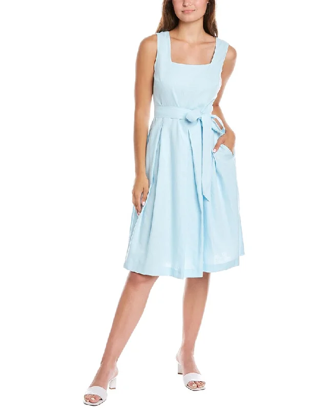 Daily Specials Anne Klein Tie Waist Linen-Blend A-Line Dress