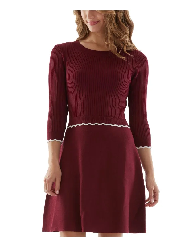 Year-End Sale Juniors Womens Knit Ribbed Sweaterdress