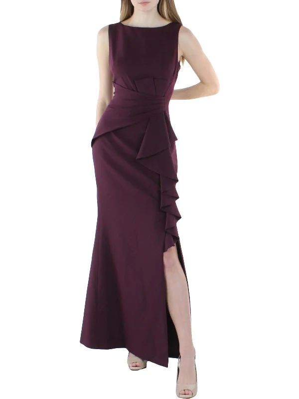 Super Deal Womens Ruffled Sleeveless Formal Dress