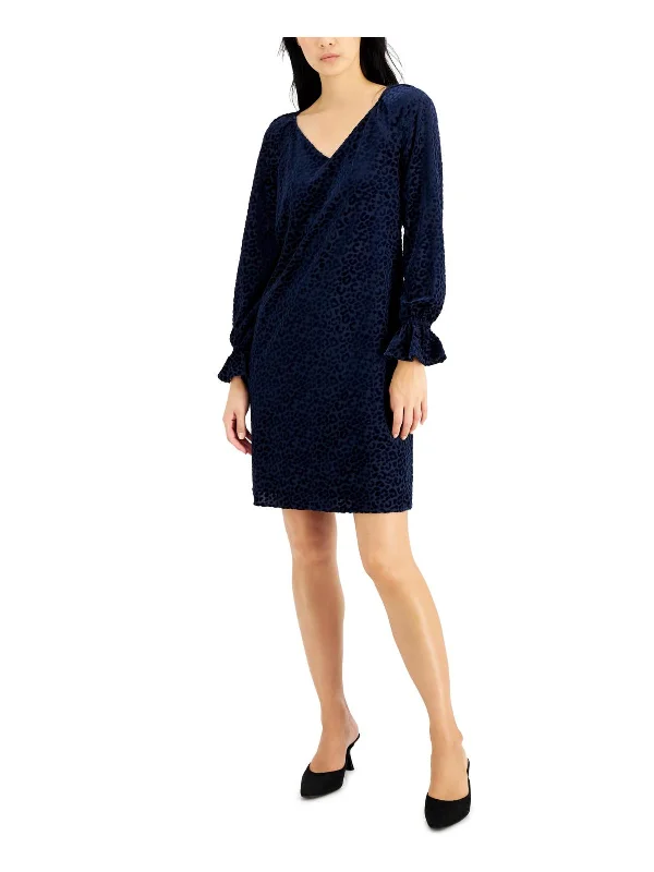 Hurry In Womens Velvet Burnout Shift Dress