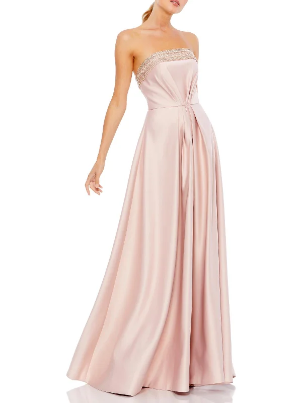 Special Savings Womens Satin A-Line Evening Dress