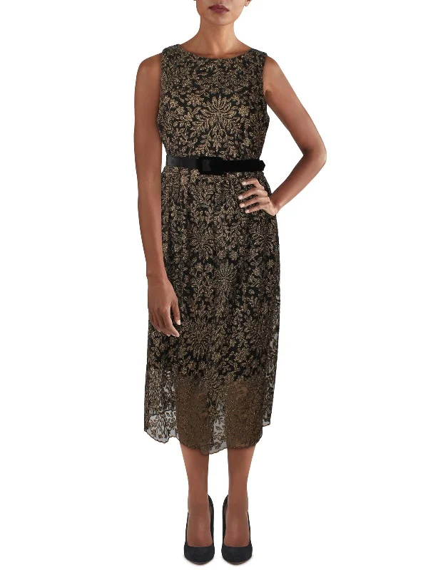Super Deal Womens Metallic Sleeveless Cocktail and Party Dress