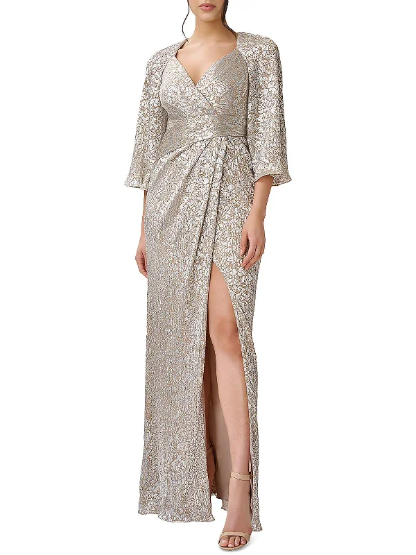 Super Deal Womens Foiled Print Long Evening Dress