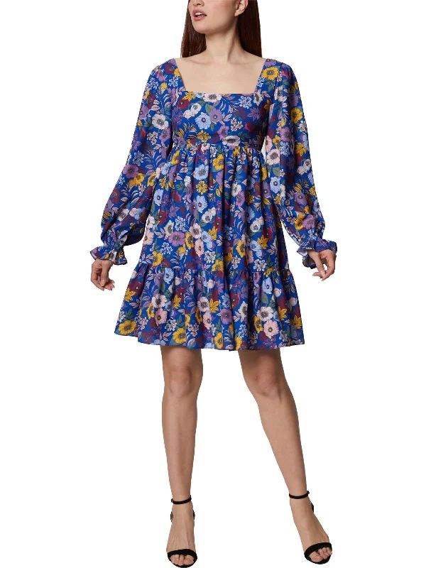 Holiday Sale Womens Floral Print Knee Length Fit & Flare Dress