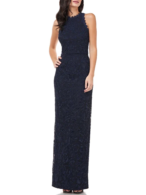 Reduced Prices Womens Embroidered Scalloped Evening Dress