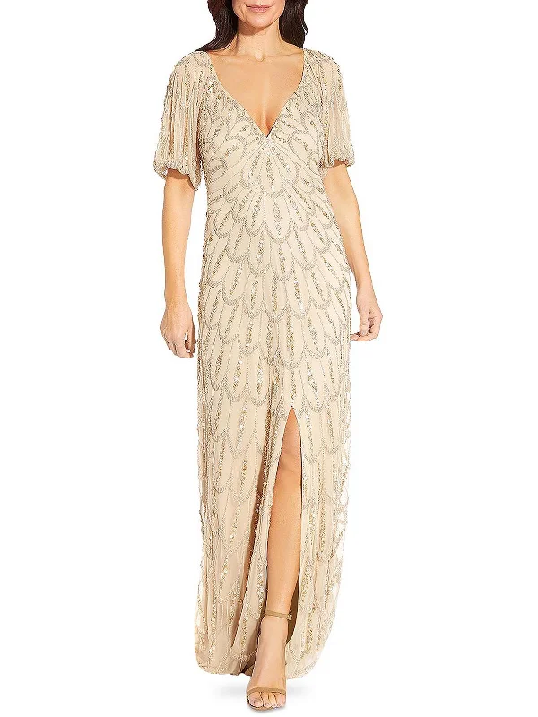 Stock Clearance Womens Front Slit Maxi Evening Dress