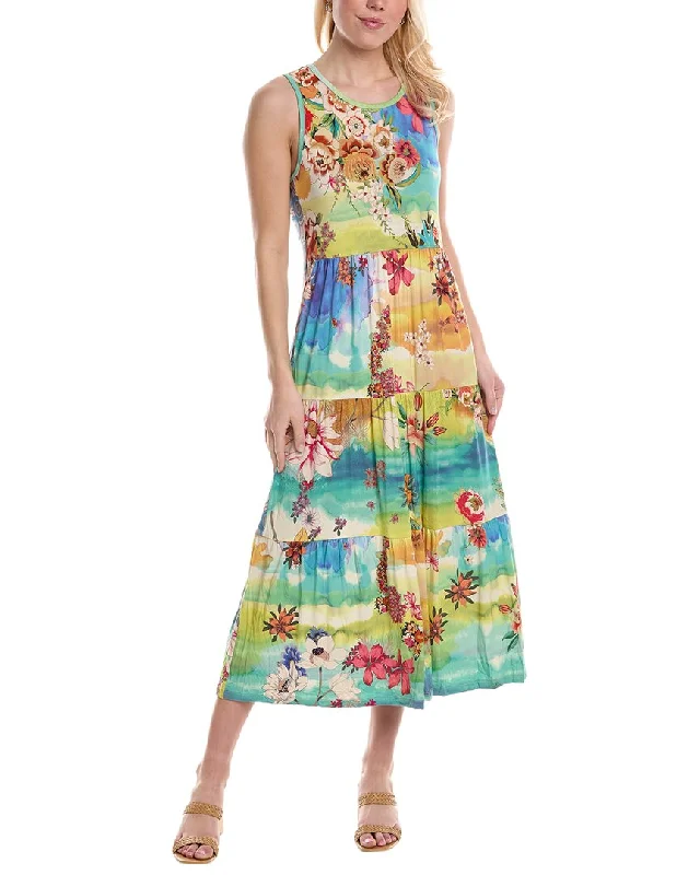Limited Availability Johnny Was Tie Dye Sleeveless Tiered Dress