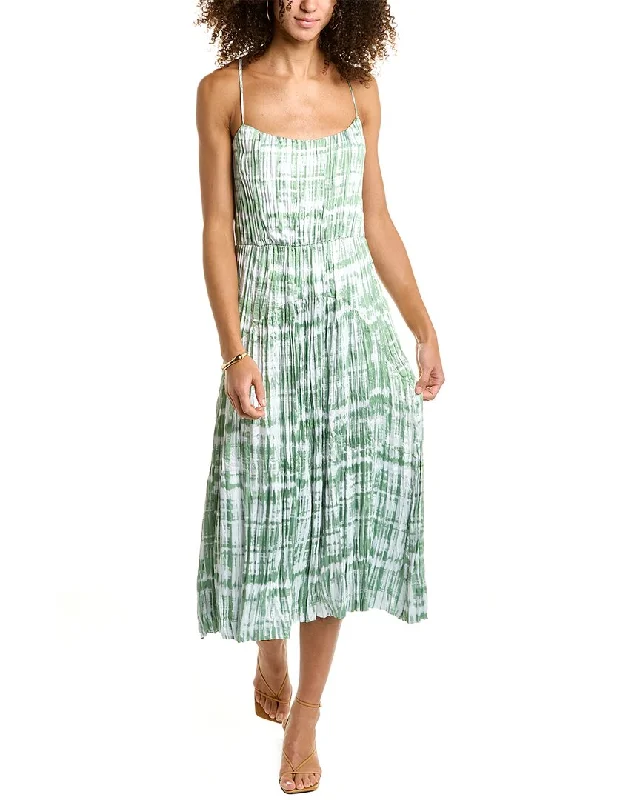 Price Drop Vince Tie-Dye Ruched Silk Midi Dress